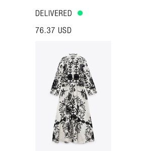 Zara Printed Shirt Dress Ecru Size Medium